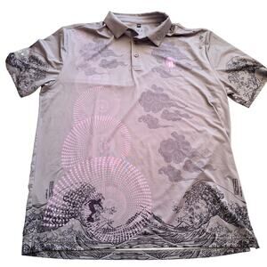 Maui Men's Purple Printed Polo Shirt - Size 2XL